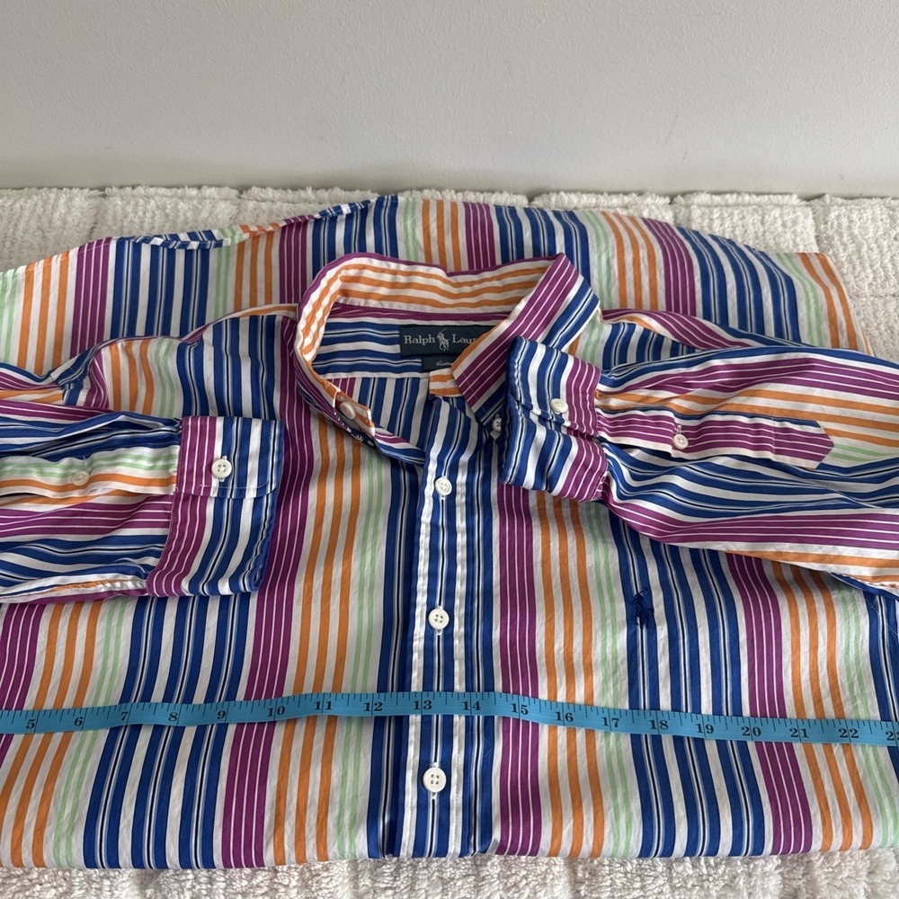 Ralph Lauren Mens Striped Long Sleeve Button Shirt XXL Custom Fit Office Preppy - Picture 6 of 11